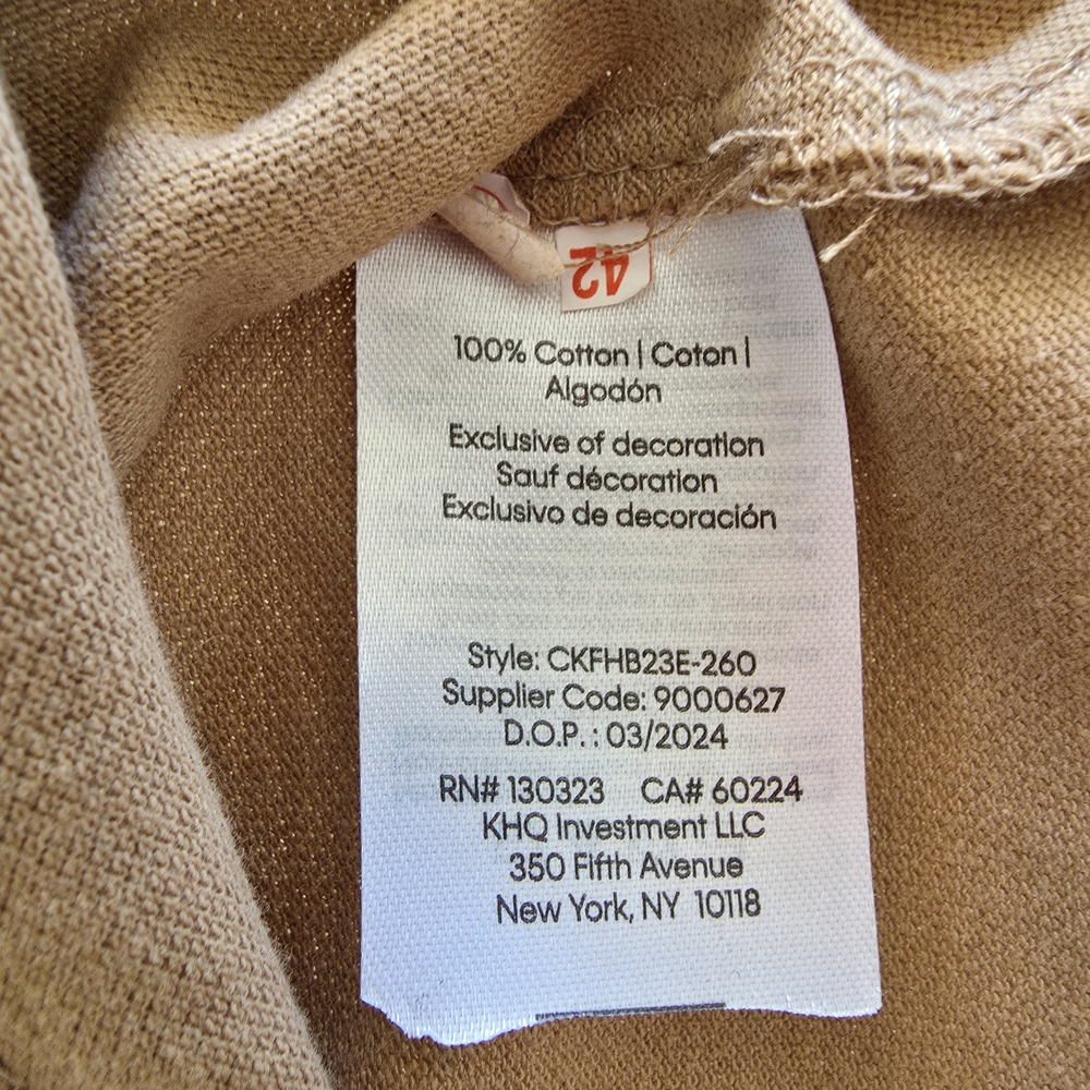 Calvin Klein Jeans Camel Polo Shirt Tan Neutral Minimalist Classic Cotton Top - Picture 6 of 7